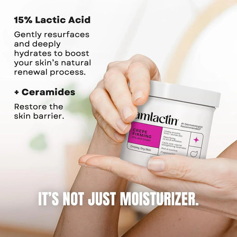 AmLactin Crepe Firming Cream - Therapeutic Skin Tightening Cream for Body – No-Scrub Exfoliator and Moisturizer, Skin Care with 15% Lactic Acid AHA, 12 oz (Packaging May Vary)
